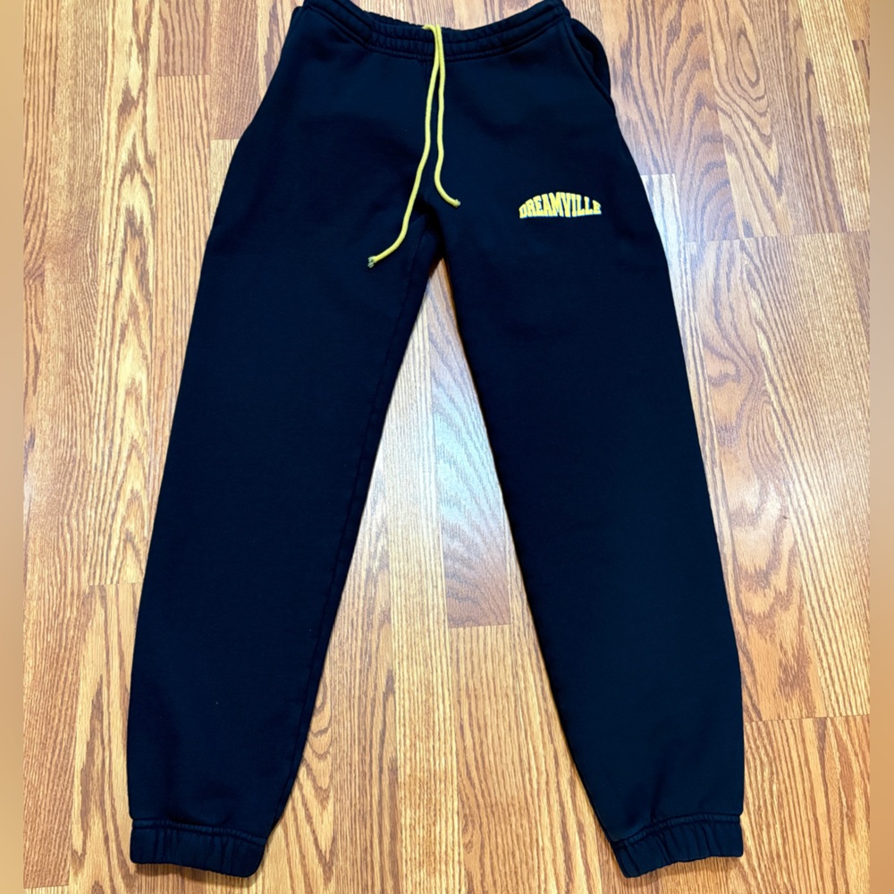 Dreamville Ready To Wear Unisex Black Sweatpants with Yellow‎ Accents Chunky
